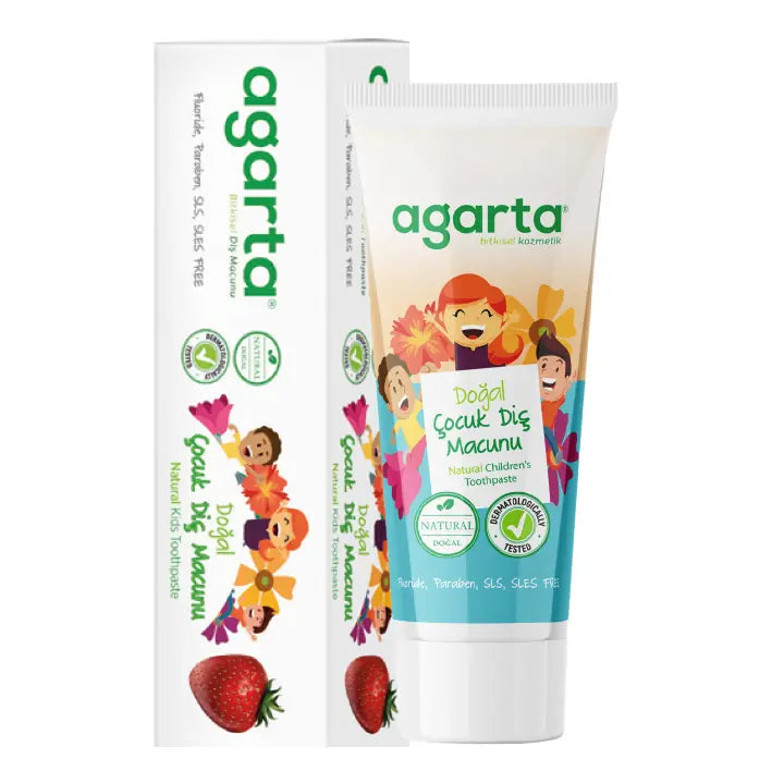 Agarta Doğal Çocuk Diş Macunu Çilekli 75 ml – Florürsüz, SLS ve Paraben İçermeyen Çocuk Diş Macunu
