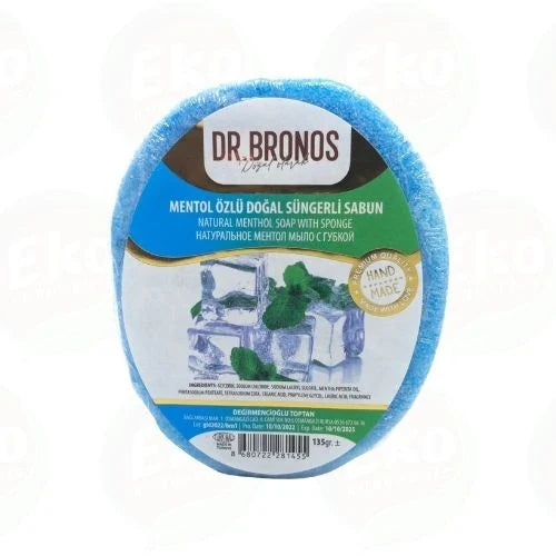 Dr. Bronos Mentol Özlü Doğal Süngerli Sabun – Ferahlatıcı & Canlandırıcı Yüz ve Vücut Sabunu | Peeling Etkili
