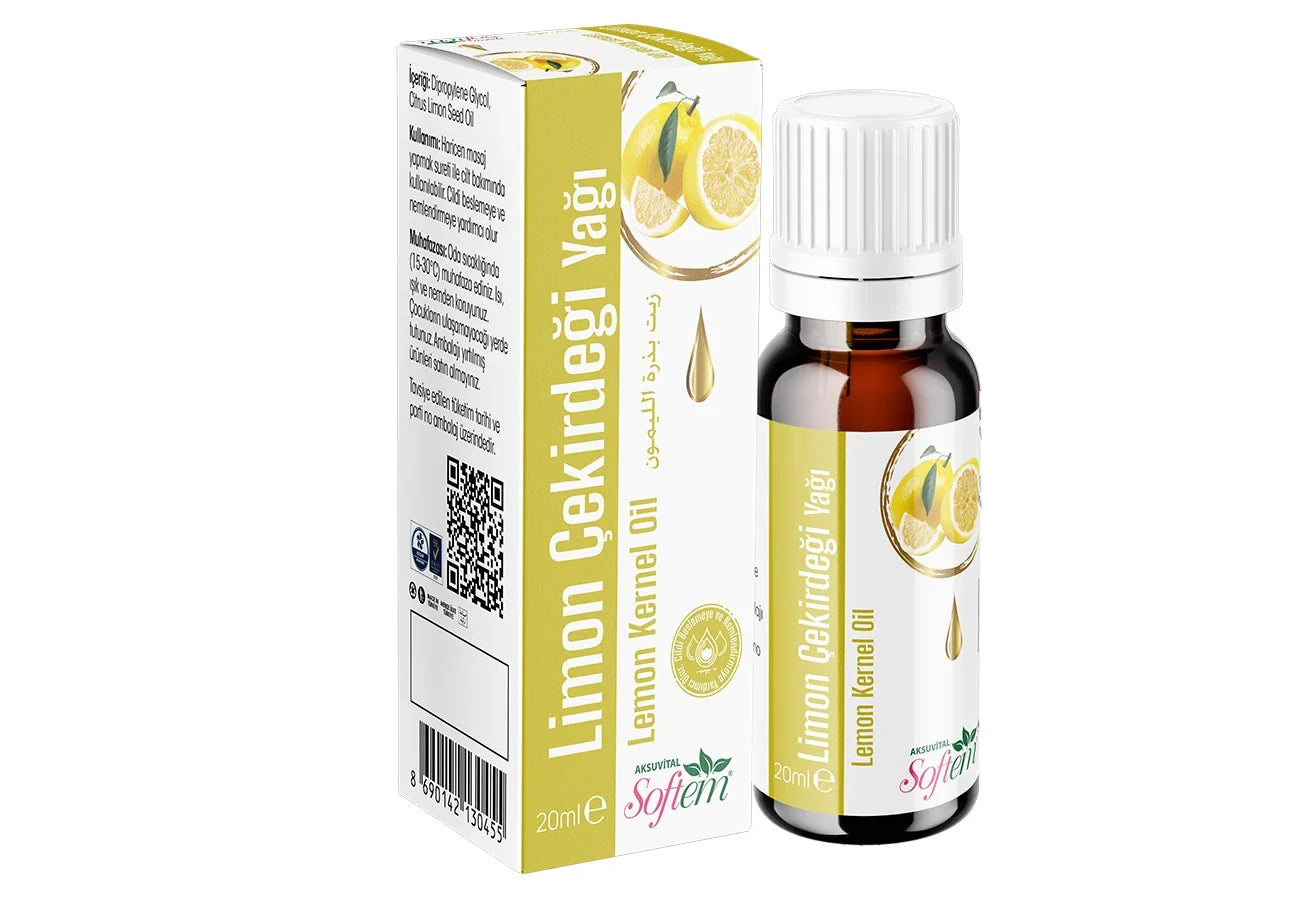 Softem Limon Çekirdeği Yağı 20 ml – Distilasyon Yöntemiyle Elde Edilmiş Uçucu Yağ | Yağlı Cilt Bakımı & Aromaterapi Yağı