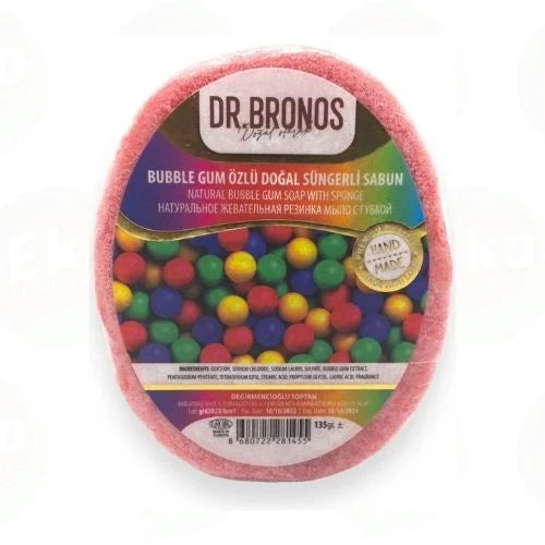 Dr. Bronos Bubble Gum Özlü Doğal Süngerli Sabun – Ferahlatıcı & Peeling Etkili Yüz ve Vücut Sabunu | Sakız Kokulu