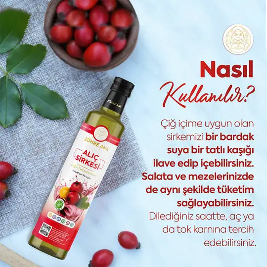 Zühre Ana Alıç Sirkesi – Doğal Fermantasyon Katkısız Alıç Sirkesi | Salata, İçecek ve Tarifler İçin