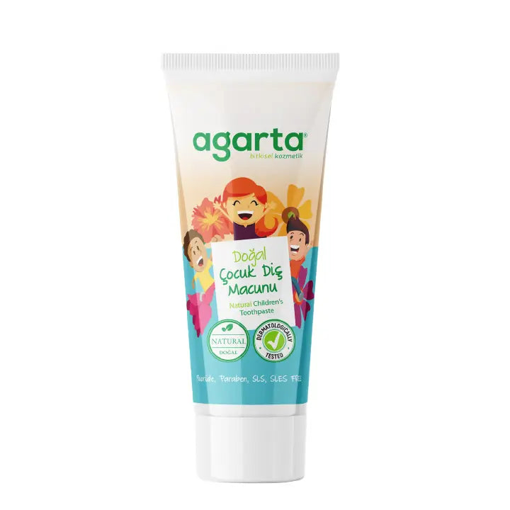 Agarta Doğal Çocuk Diş Macunu Çilekli 75 ml – Florürsüz, SLS ve Paraben İçermeyen Çocuk Diş Macunu