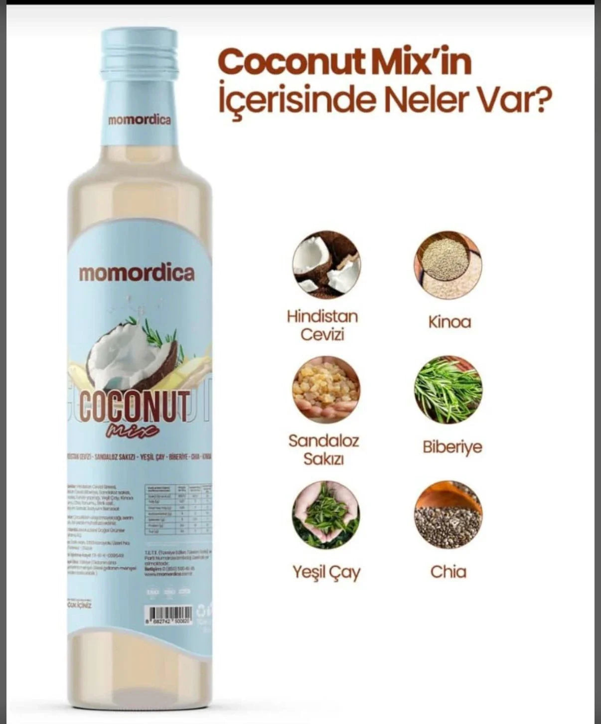Coconut Mix 250ml – Hindistan Cevizi, Chia, Kinoa ve Yeşil Çay İçeren Bitkisel Karışım 2