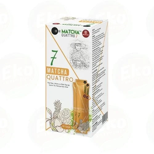 Matcha Quattro Detox Çayı 20 Saşe – Şeftali Aromalı, Matcha, Chia, Mate ve Lahana İçeren Form Çayı