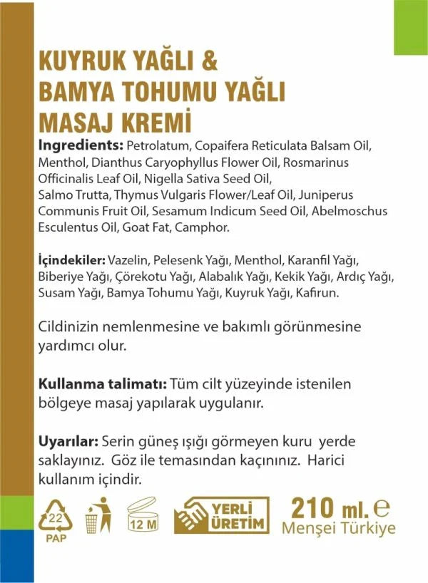 Kuyruk Yağlı Bamya Tohumu Yağlı Masaj Kremi 3