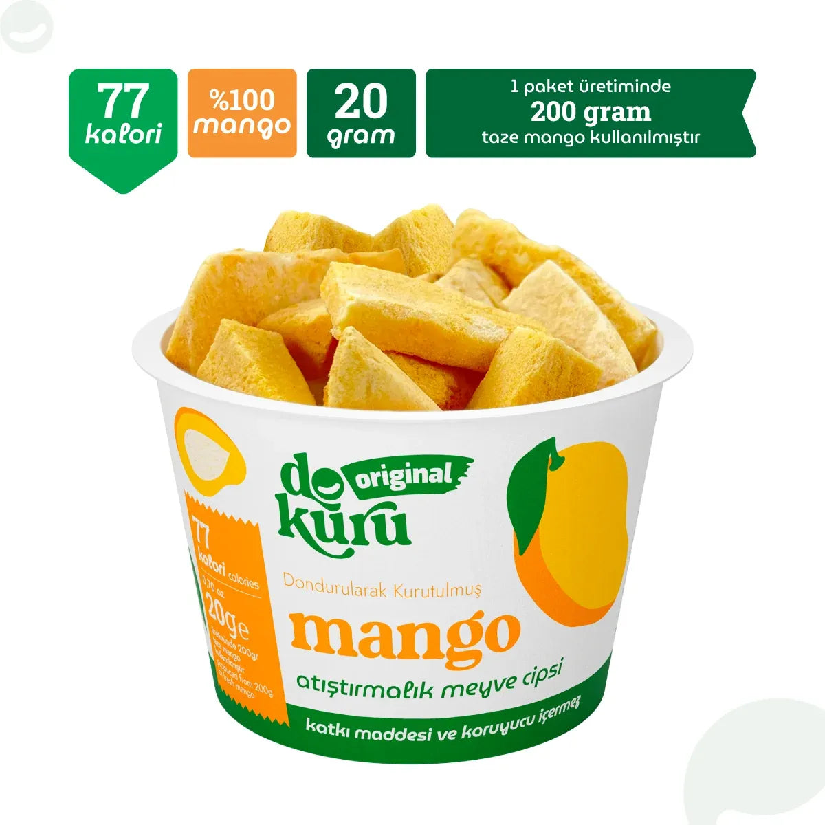 Dokuru Mango Cipsi 20 gr – %100 Doğal Freeze Dry Kuru Meyve, Katkısız Atıştırmalık 4