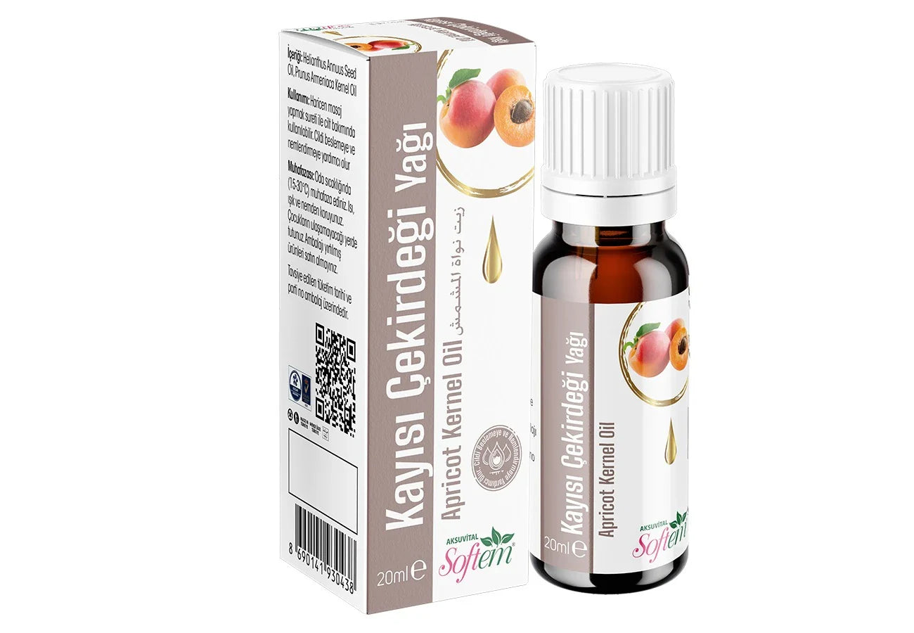 Softem Kayısı Çekirdeği Yağı 20 ml – Soğuk Sıkım Apricot Kernel Oil | Cilt Nemlendirici ve Saç Bakım Yağı
