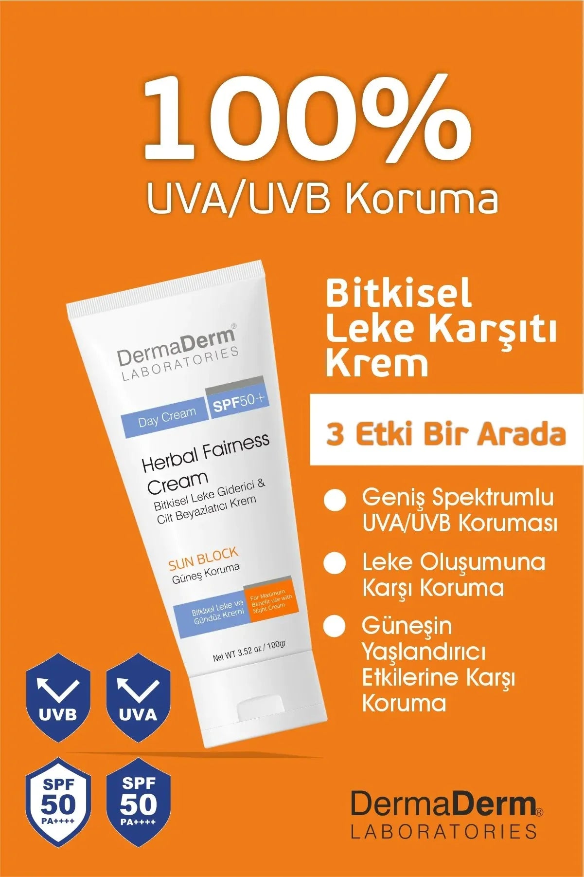 DermaDerm Bitkisel Krem Spf+50 Gündüz Kremi 4