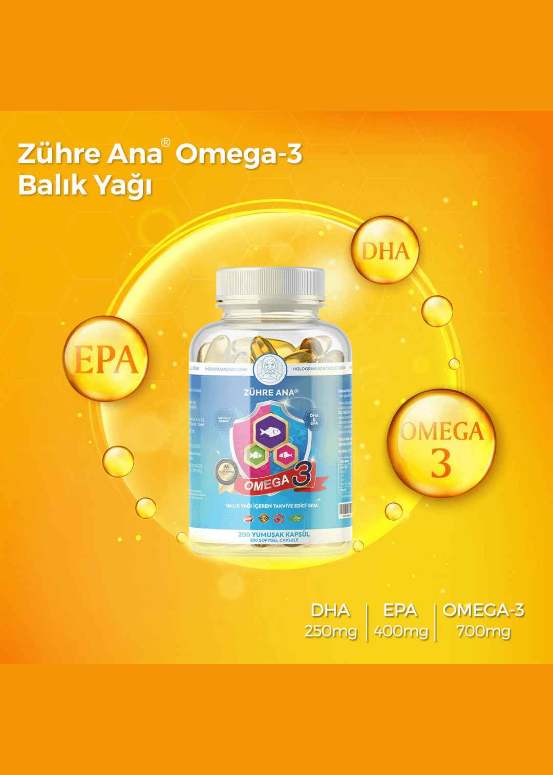 Zühre Ana Omega 3 Balık Yağı - 200 Kapsül 2
