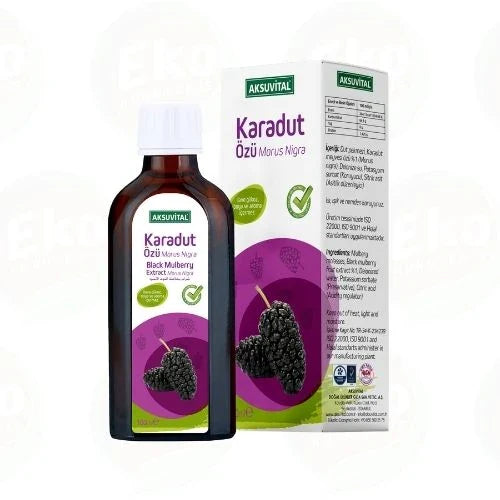 Aksuvital Karadut Özü 100 ml – Doğal Karadut Ekstraktı, Dut Pekmezli Meyve Özü