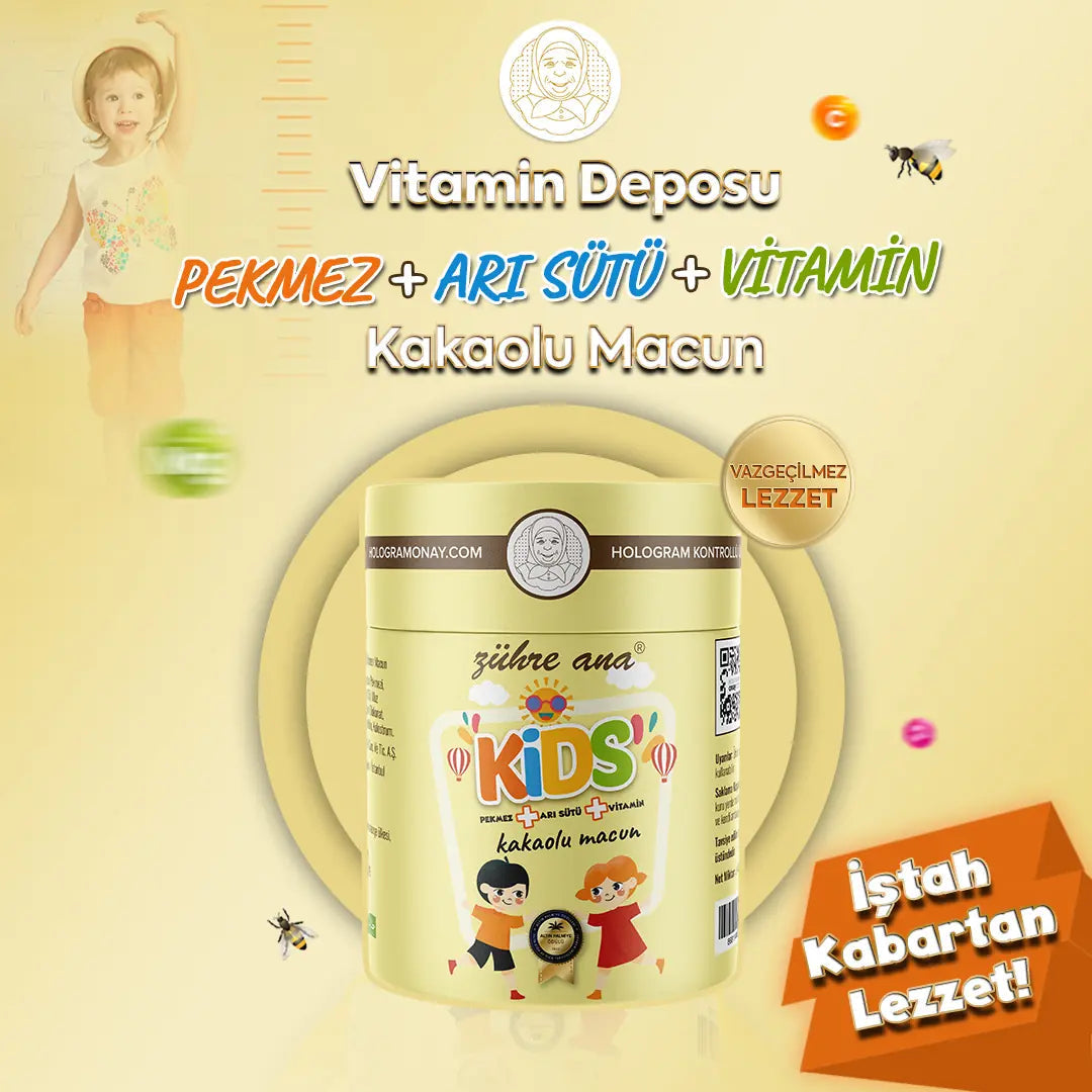 Zühre Ana Kids Kakaolu Macun – Çocuklar İçin Ballı & Propolisli Bitkisel Macun | Kakao Aromalı Takviye Edici Gıda