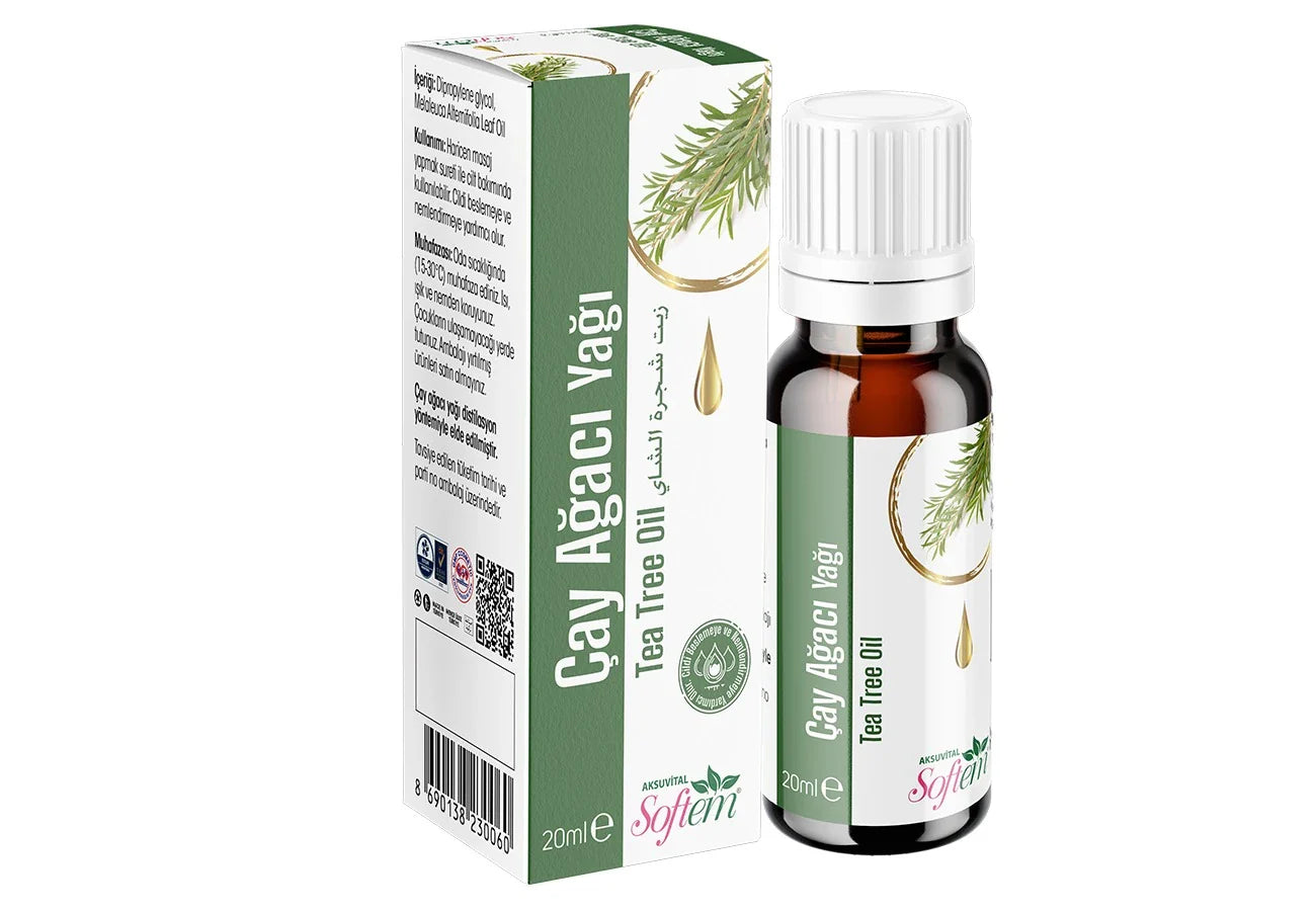 Softem Çay Ağacı Yağı 20 ml (Tea Tree Oil) – Distilasyon Yöntemiyle Elde Edilmiş Uçucu Yağ | Sivilce Karşıtı Cilt Bakımı & Aromaterapi