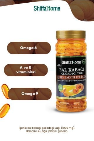 Bal Kabağı Çekirdeği Yağı Softjel 1000 mg – 100 Kapsül, Soğuk Sıkım Takviye Edici Gıda 3