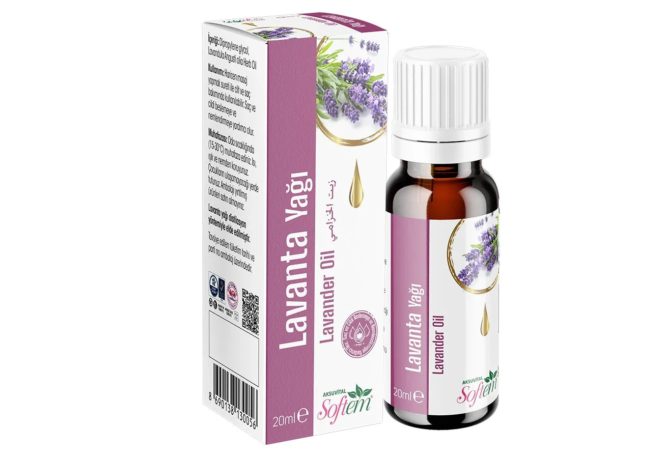 Softem Lavanta Yağı 20 ml – Distilasyon Yöntemiyle Elde Edilmiş Uçucu Yağ | Aromaterapi, Uyku Destekleyici ve Cilt Bakım Yağı