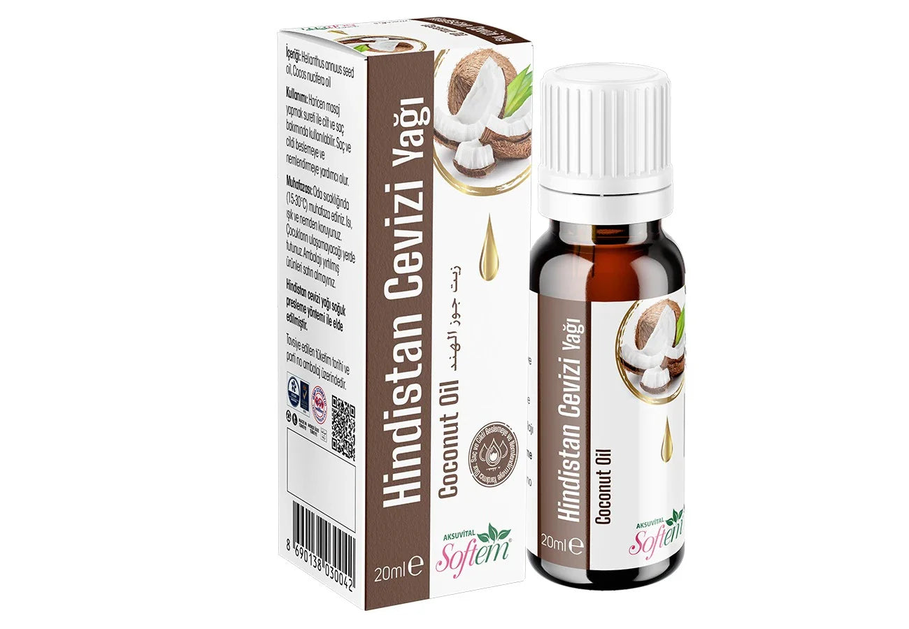 Softem Hindistan Cevizi Yağı 20 ml – Soğuk Sıkım Coconut Oil | Cilt Nemlendirici, Saç Bakım ve Doğal Temizleyici Yağ