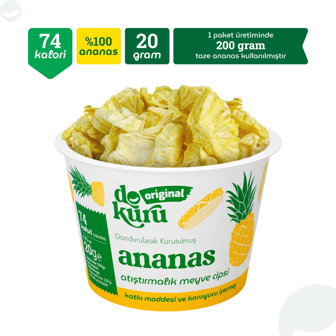Dokuru Ananas Cipsi 20 gr – %100 Doğal Freeze Dry Ananas, Katkısız Sağlıklı Atıştırmalık