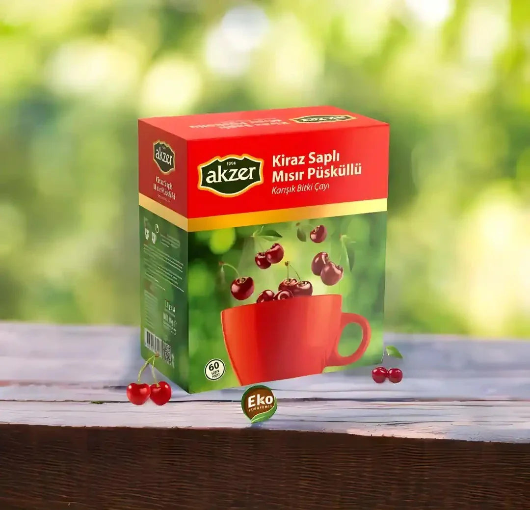 Akzer Kiraz Saplı Mısır Püsküllü Bitkisel Çay 3