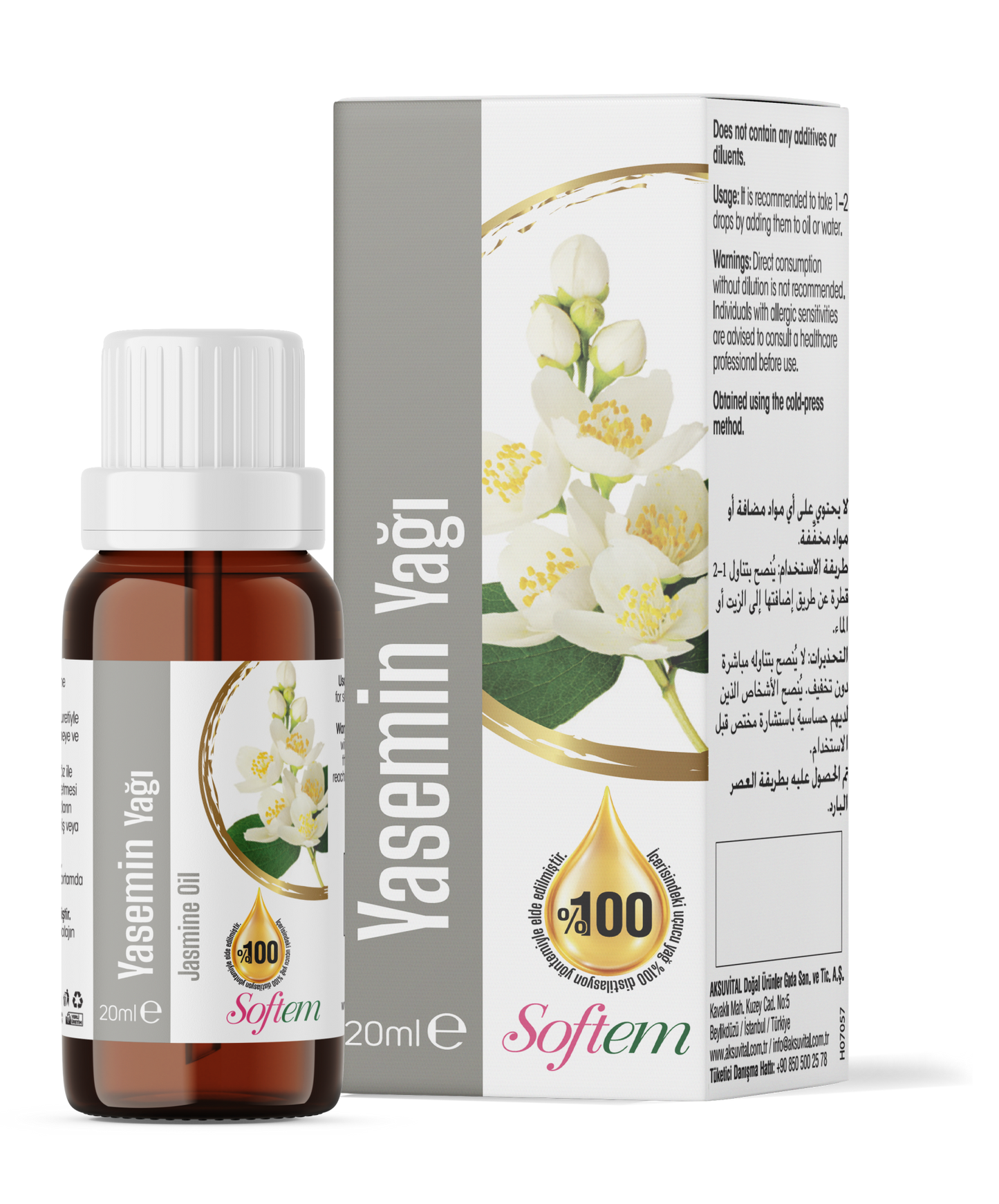 Softem Yasemin Yağı 20 ml – Yasemin Kokulu Bitkisel Bakım Yağı | Cilt Bakımı ve Aromaterapi Kullanımı